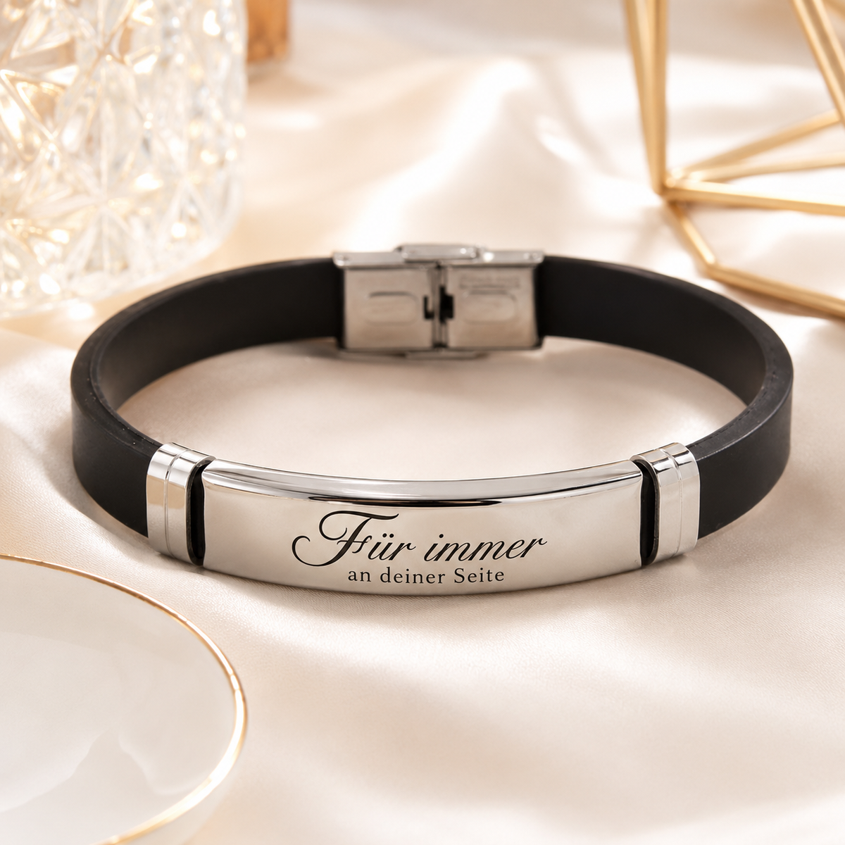 Silicone bracelet with stainless steel plate, KalinumX