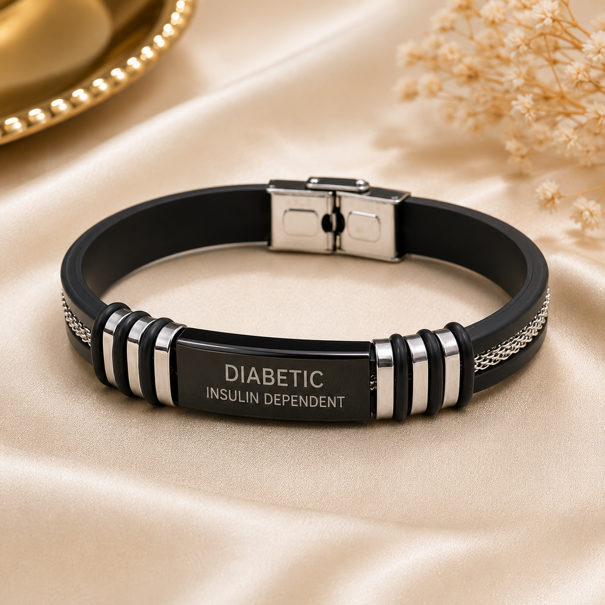 Silicone bracelet with stainless steel plate, KalinumX