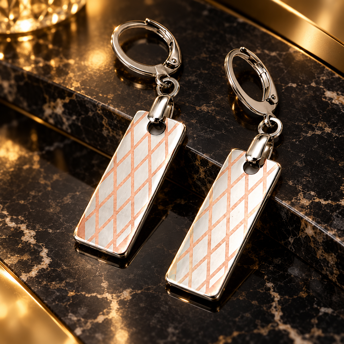 Slothana Stainless Steel Earrings – Coloured Engraving – Pair 25 × 9 mm