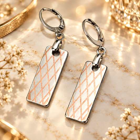 Slothana Stainless Steel Earrings – Coloured Engraving – Pair 25 × 9 mm