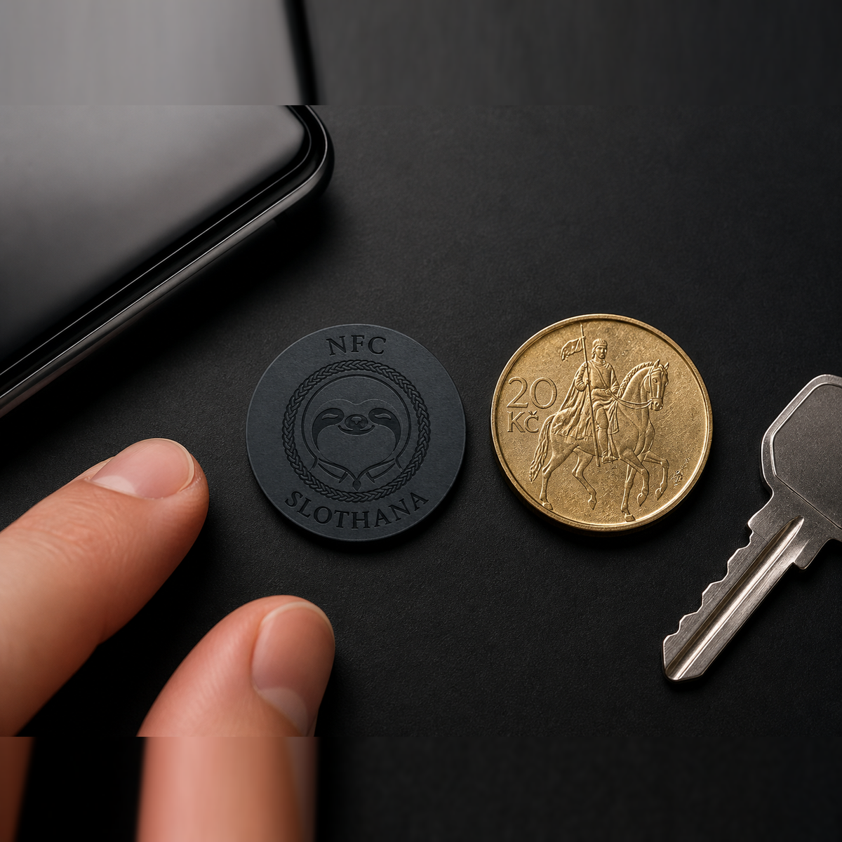 Slothana-NFC-Aufkleber, Ø 25 mm, mit fertiger SLOTHANA-Gravur
