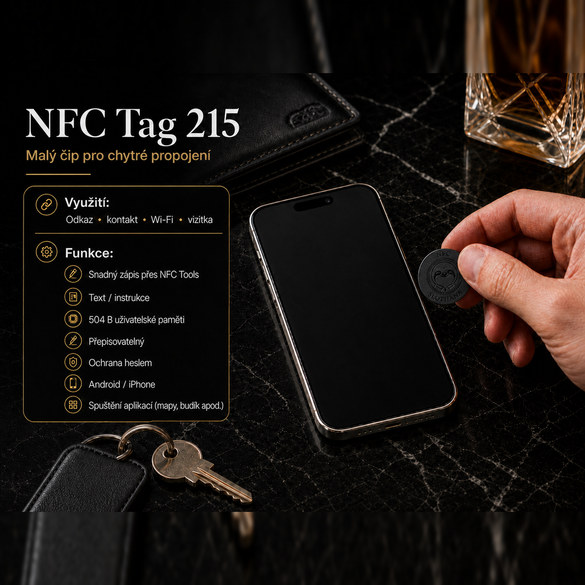 Slothana-NFC-Aufkleber, Ø 25 mm, mit fertiger SLOTHANA-Gravur