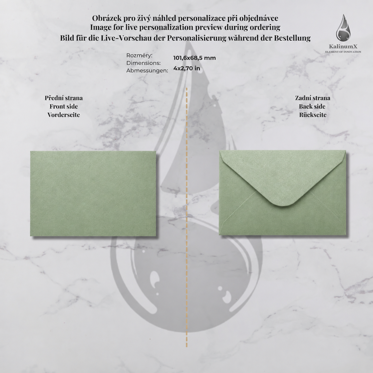 Paper envelope, 101.6 × 68.5 mm, with engraving