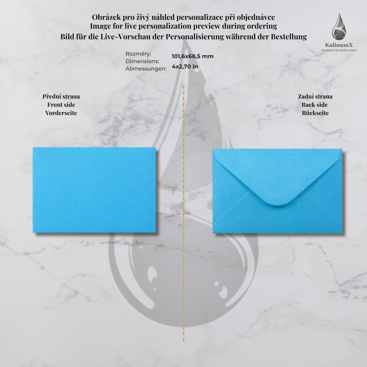 Paper envelope, 101.6 × 68.5 mm, with engraving