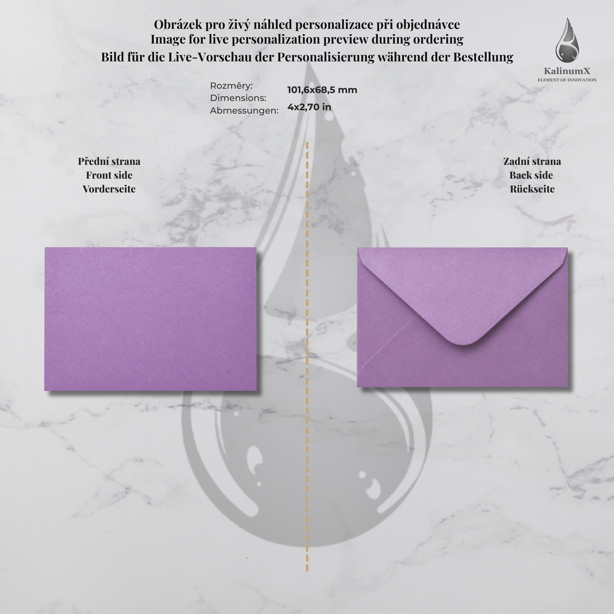 Paper envelope, 101.6 × 68.5 mm, with engraving