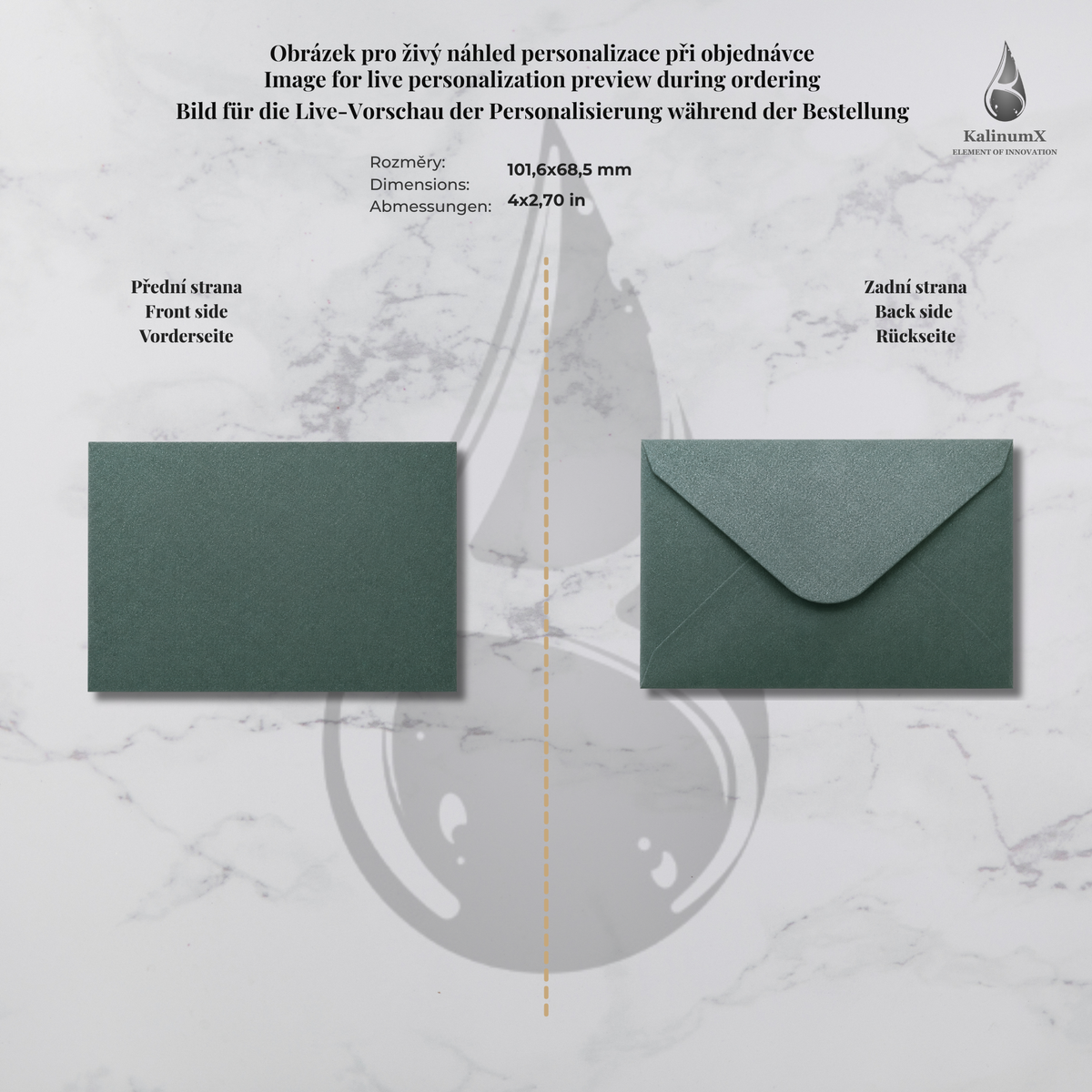 Paper envelope, 101.6 × 68.5 mm, with engraving