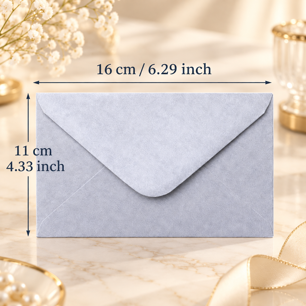 Paper envelope, 160 × 110 mm, with engraving