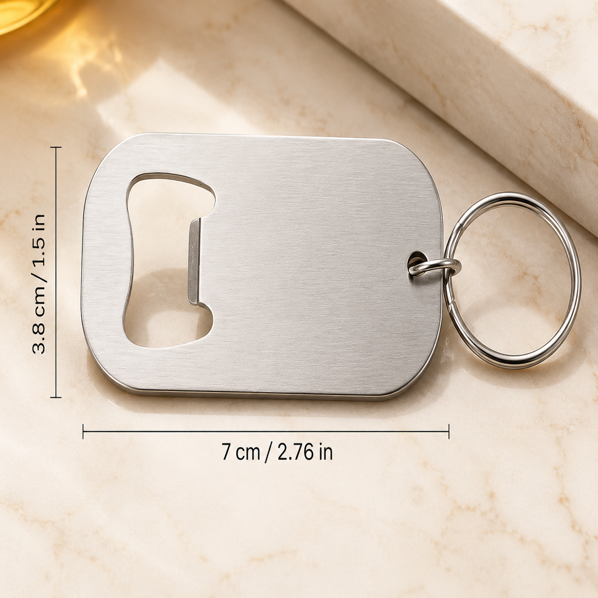 Flaschenöffner – 70 × 38 mm – Edelstahl – mit Gravur