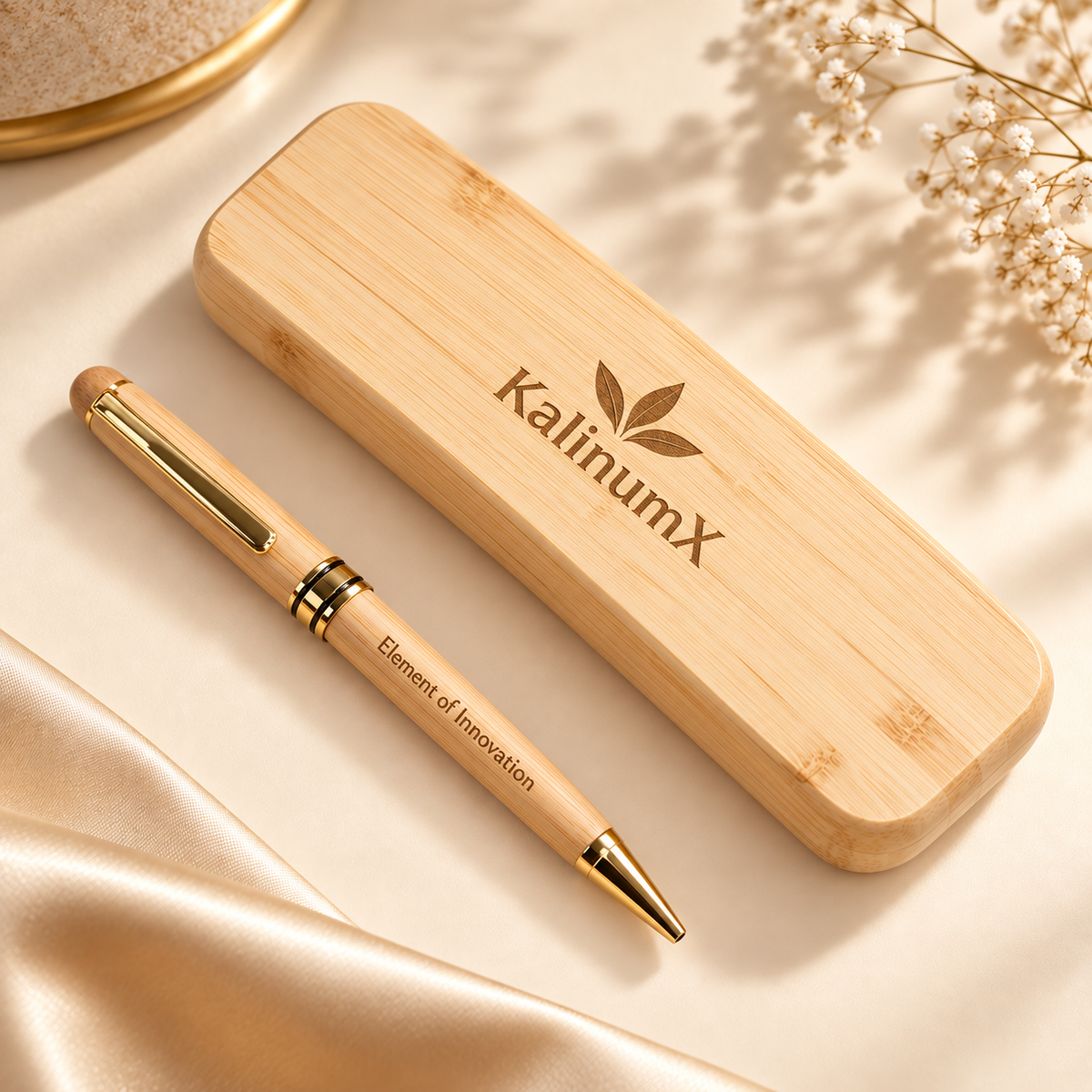 Bamboo pen with case – with engraving