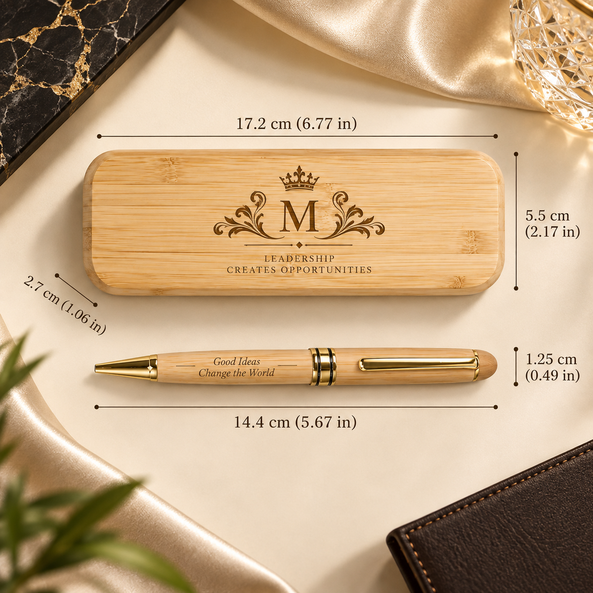 Bamboo pen with case – with engraving
