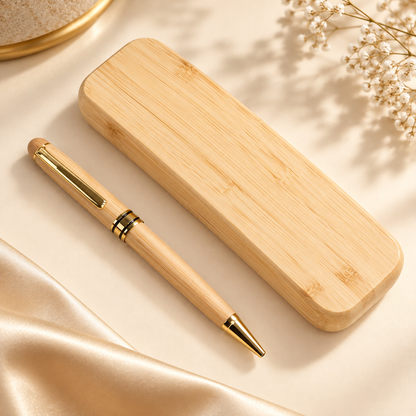Bamboo pen with case – with engraving