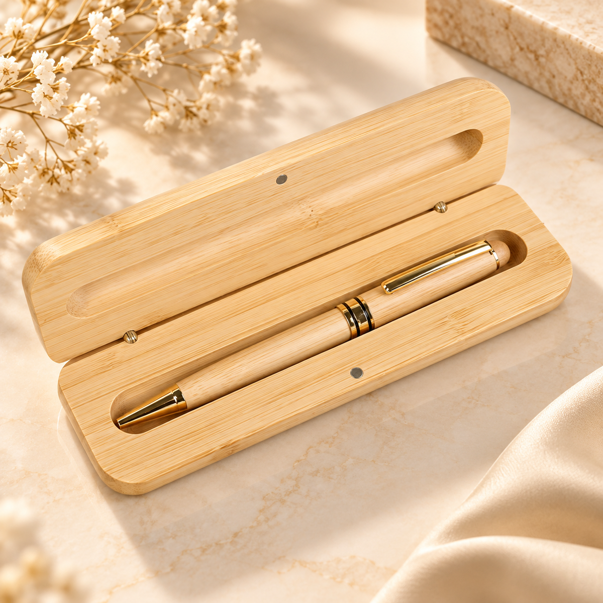Bamboo pen with case – with engraving