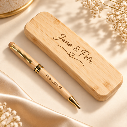 Bamboo pen with case – with engraving