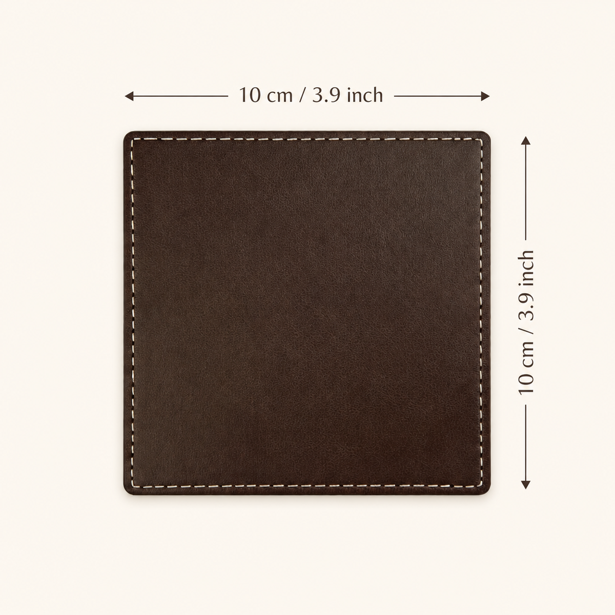 Untersetzer aus Kunstleder, 100 × 100 mm, braun, mit Gravur