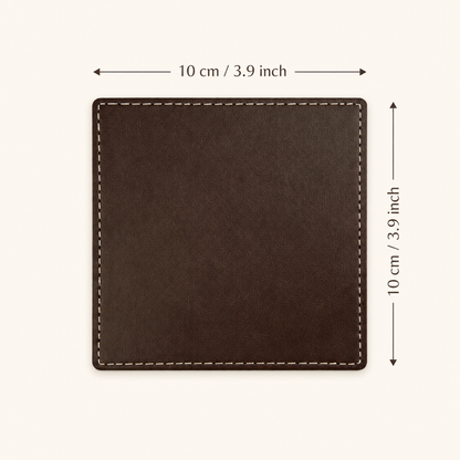 Untersetzer aus Kunstleder, 100 × 100 mm, braun, mit Gravur