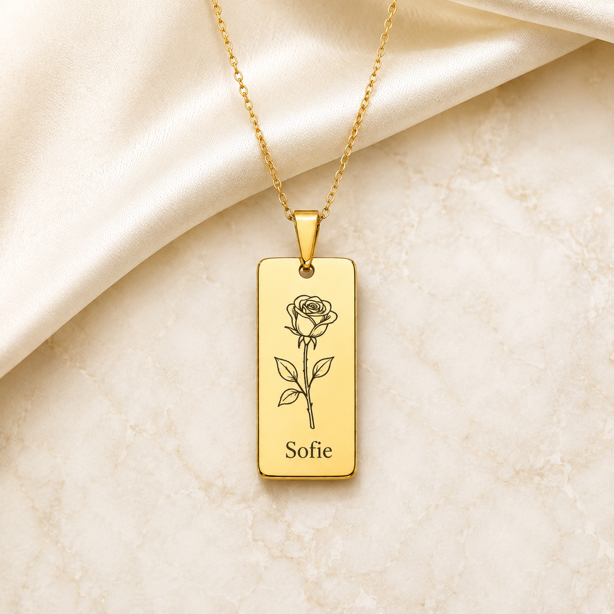 Stainless steel plate pendant – 40 × 20 mm, KalinumX