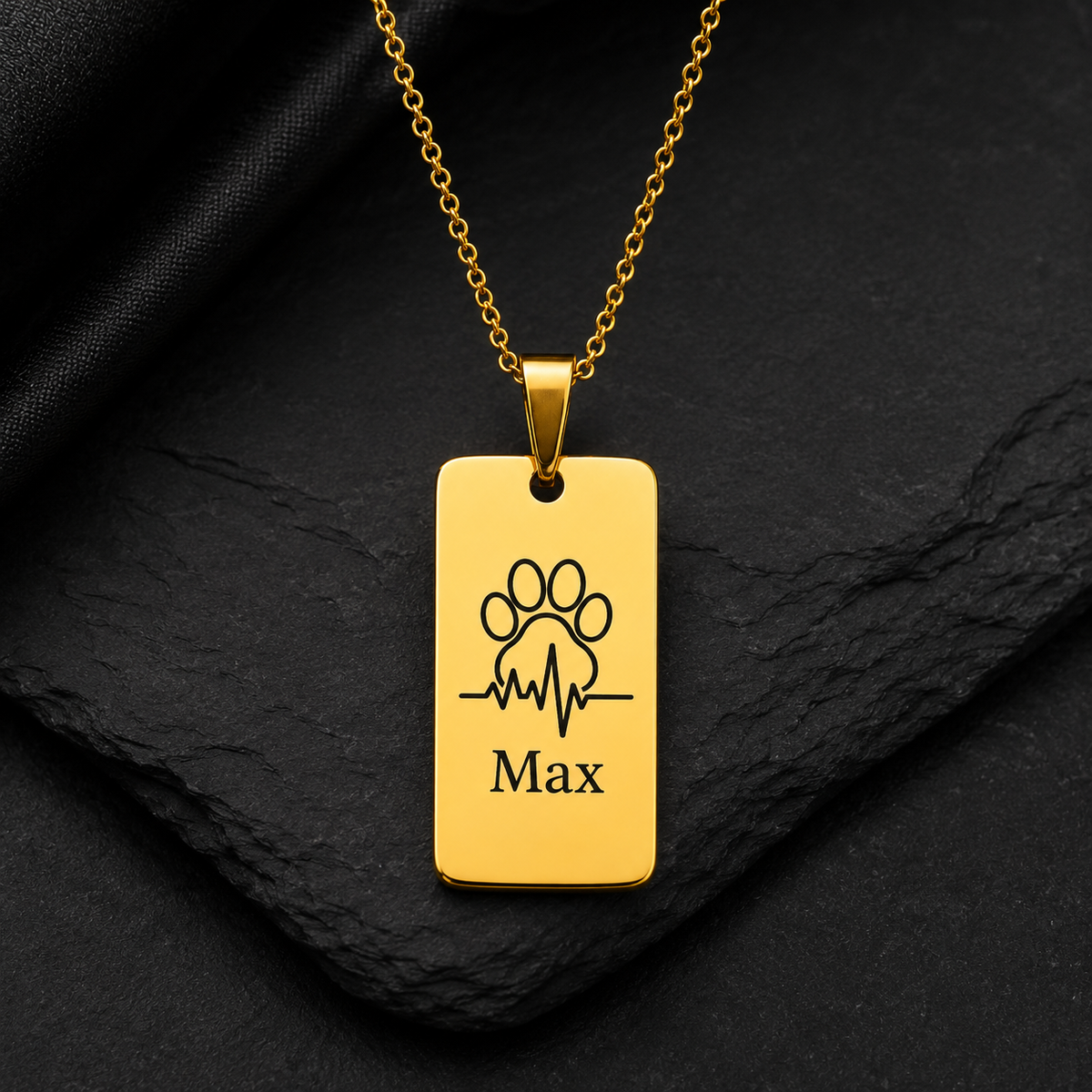 Stainless steel plate pendant – 40 × 20 mm, KalinumX
