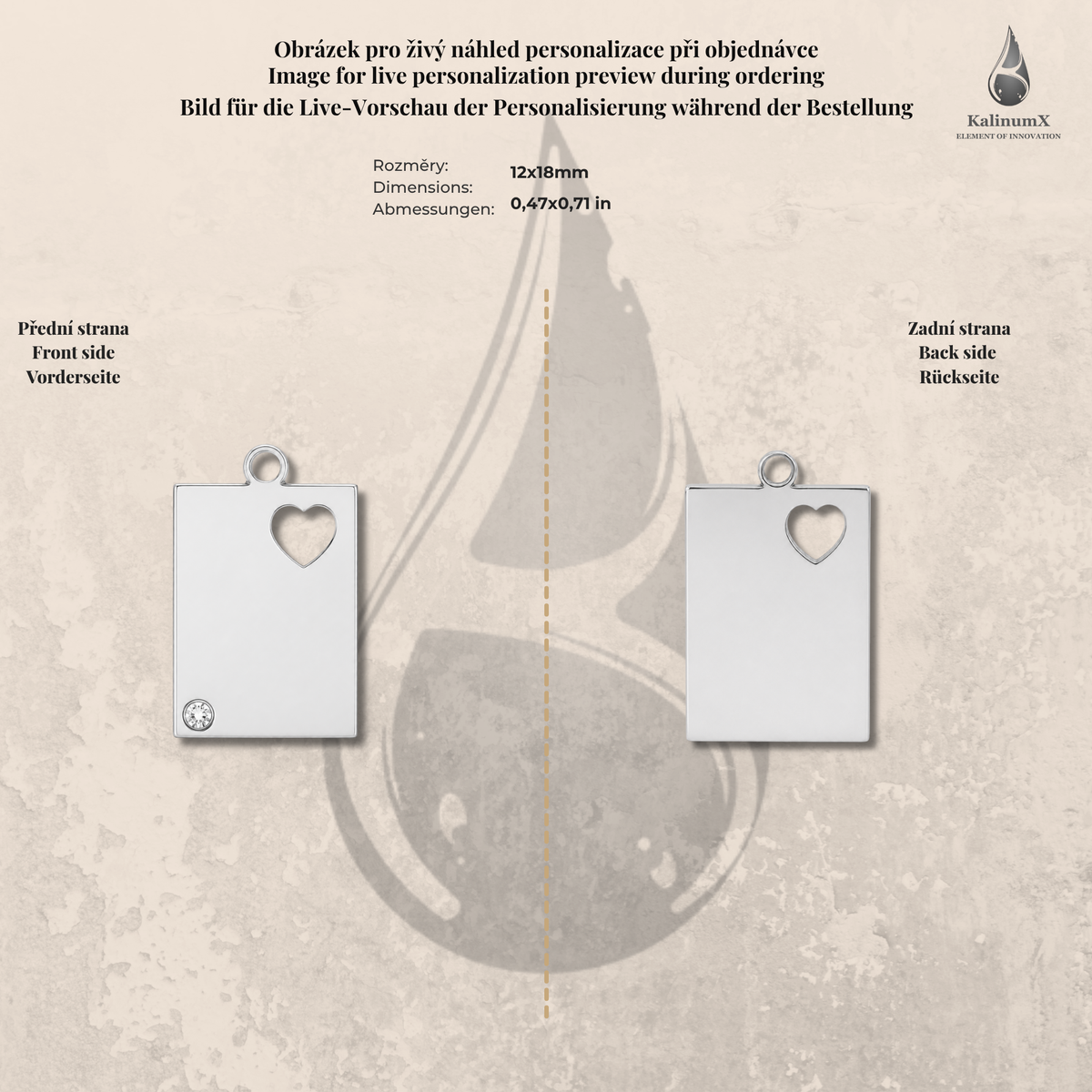 Stainless steel plate pendant with heart cutout – silver-tone, KalinumX