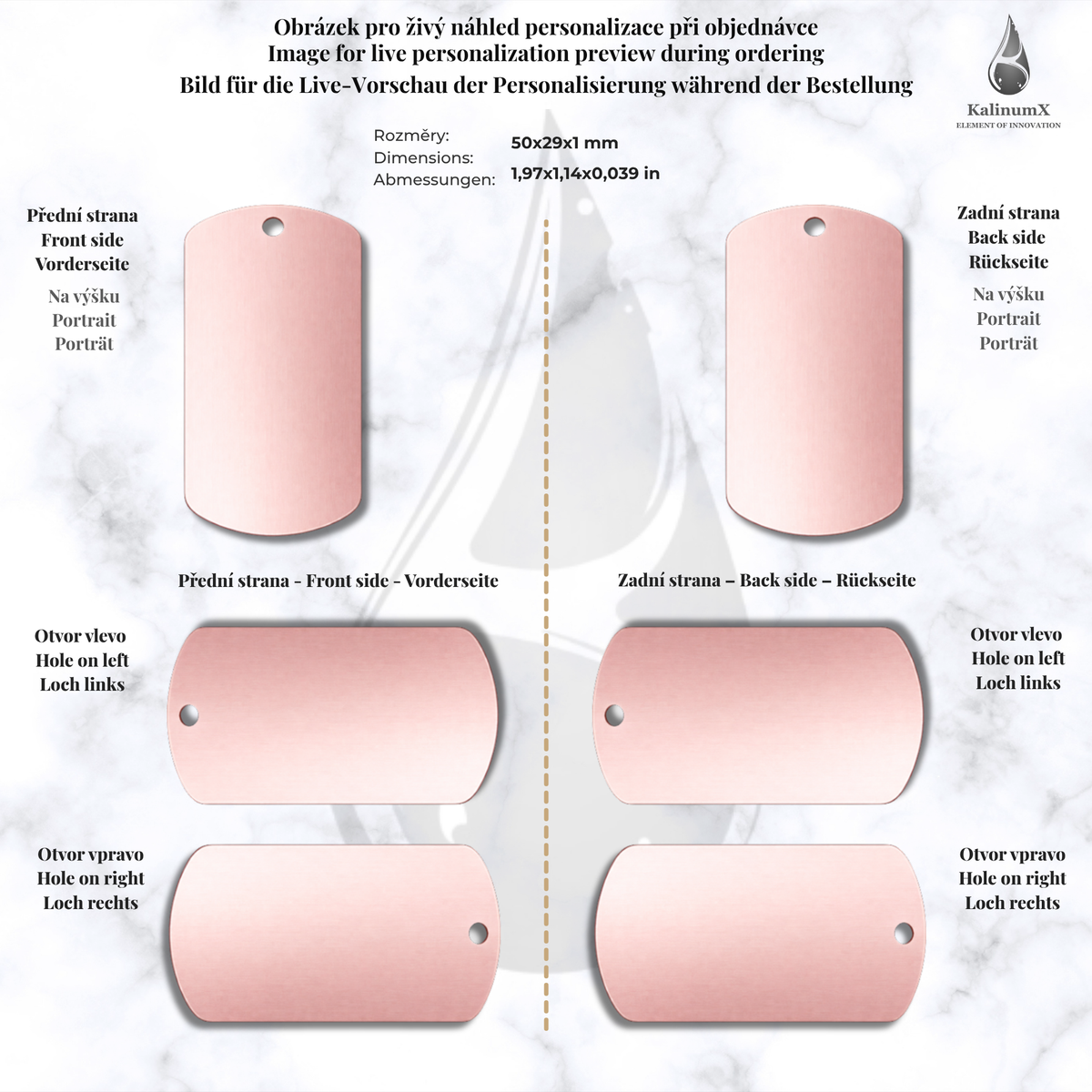 Dog Tag – 50 × 29 × 1 mm – Aluminium – mit Gravur