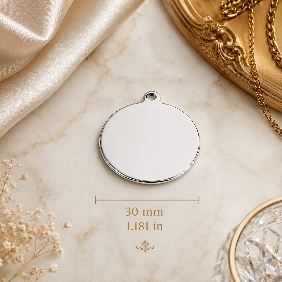 Anhänger aus Edelstahl – rund, 0,6 mm stark, KalinumX