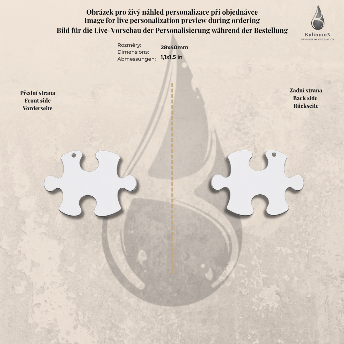 Stainless steel puzzle pendant, KalinumX