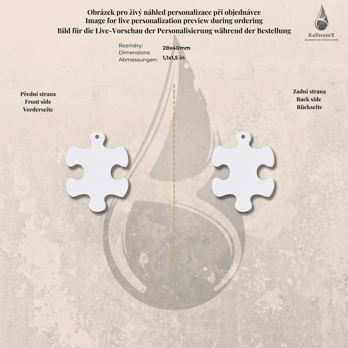 Stainless steel puzzle pendant – silver-tone, KalinumX