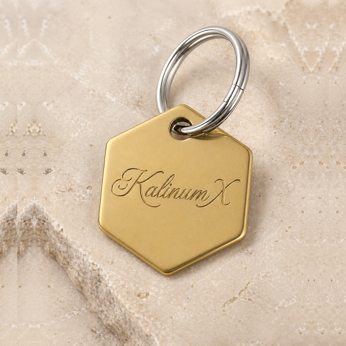 Hexagonal brass pendant