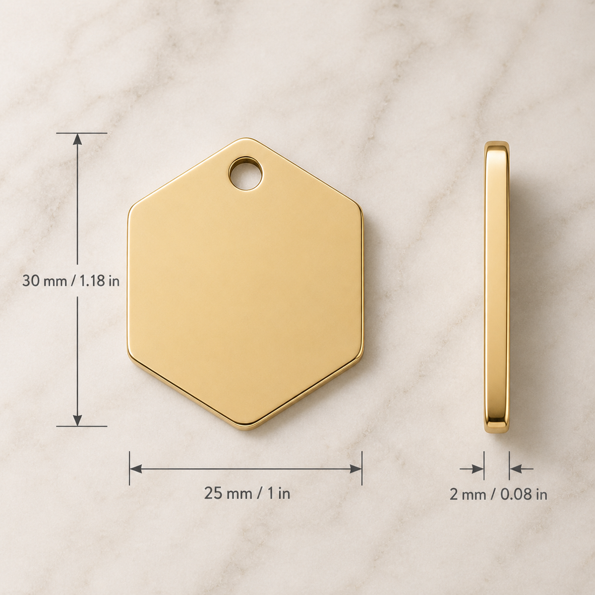 Hexagonal brass pendant