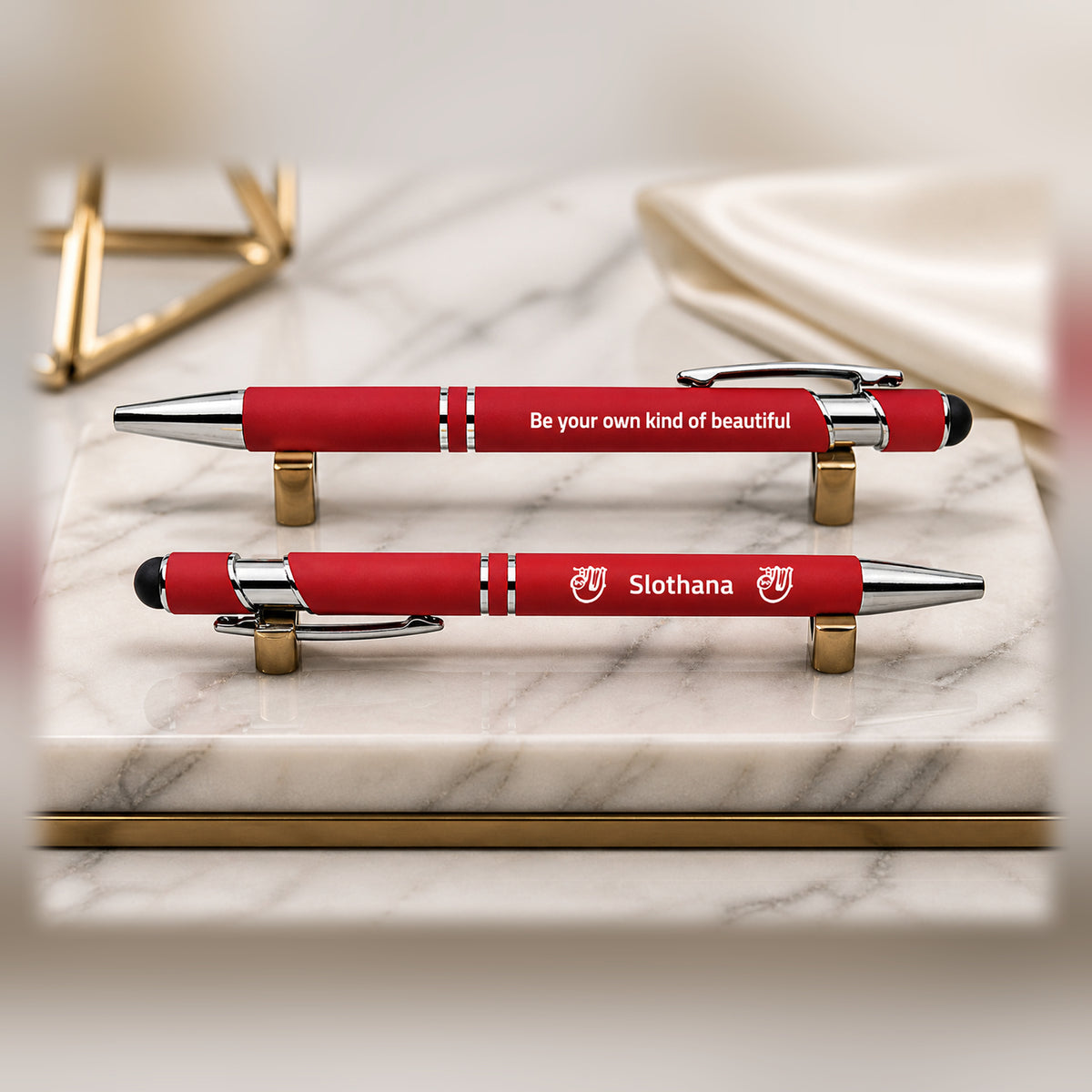 Slothana metal stylus ballpoint pen – 143 mm – red – with engraving