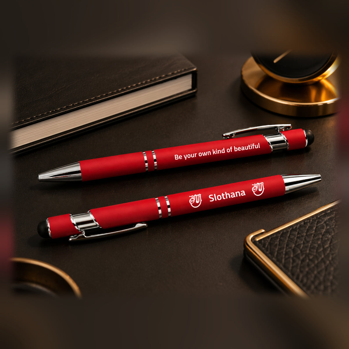 Slothana metal stylus ballpoint pen – 143 mm – red – with engraving