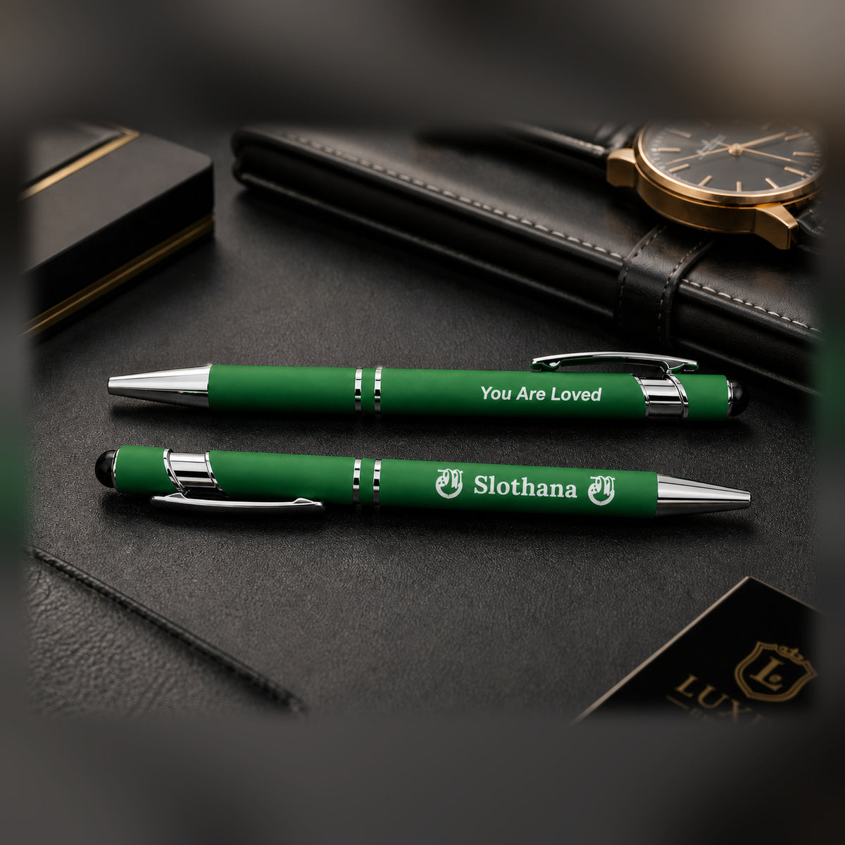 Slothana metal stylus ballpoint pen – 143 mm – green – with engraving