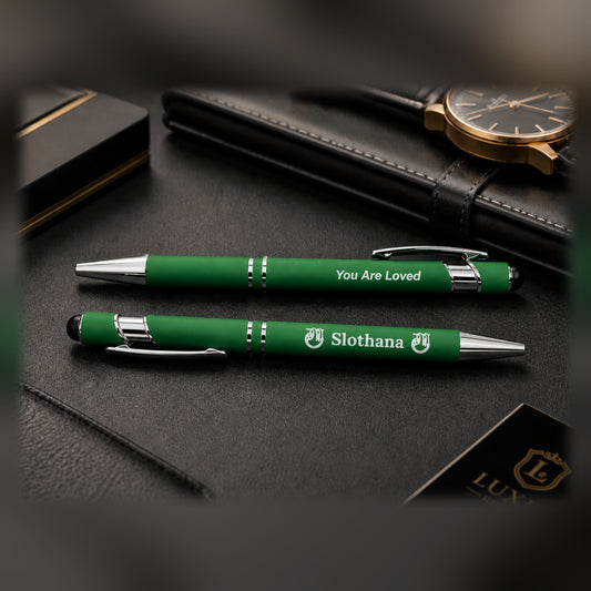 Slothana metal stylus ballpoint pen – 143 mm – green – with engraving