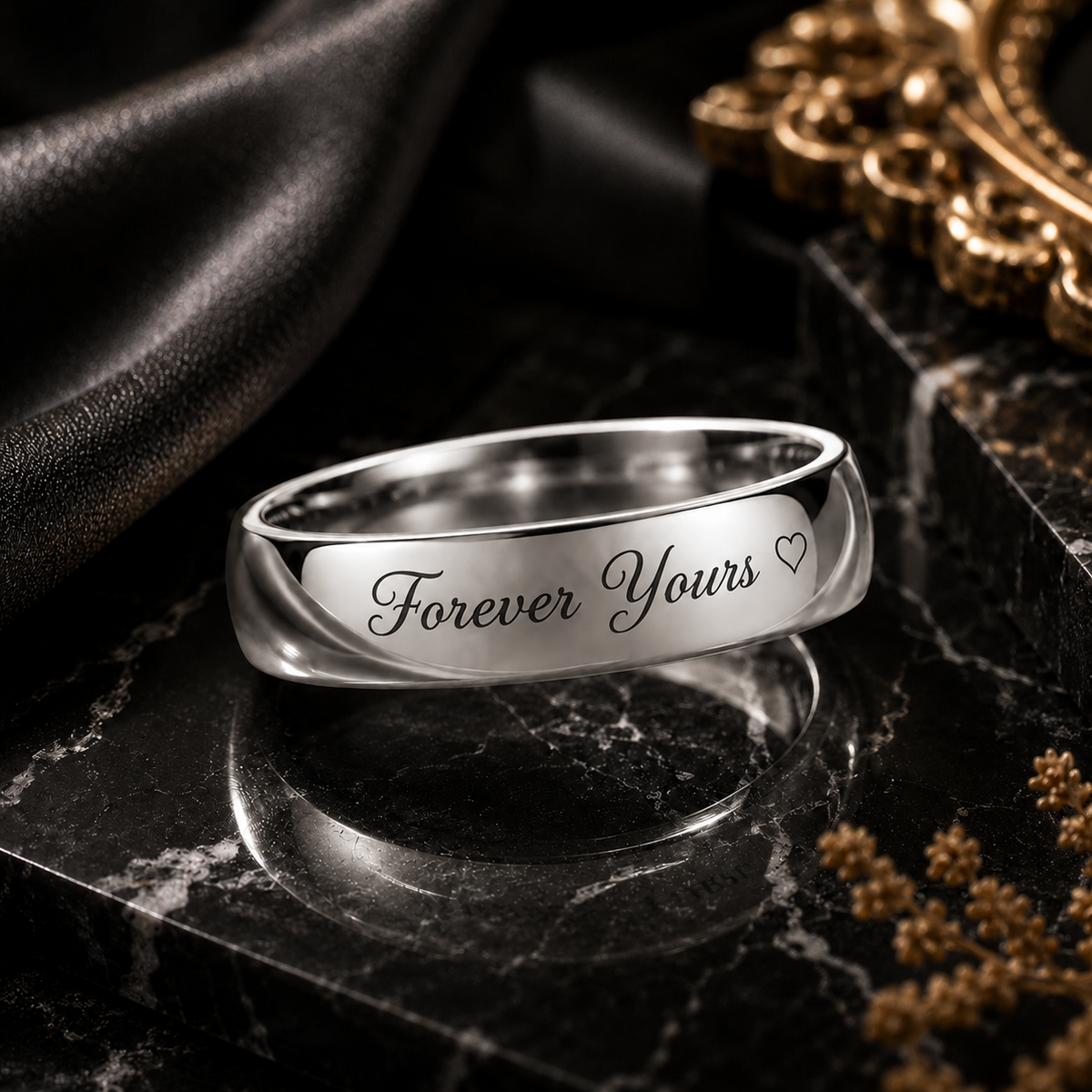 Ring aus Edelstahl mit Gravur – glänzend, 6 mm, KalinumX