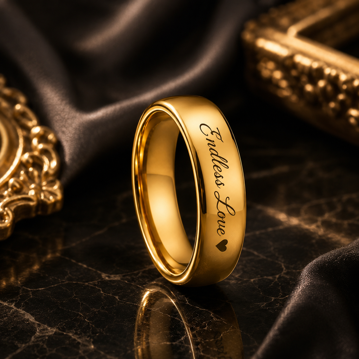 Ring aus Edelstahl mit Gravur – glänzend, 6 mm, KalinumX