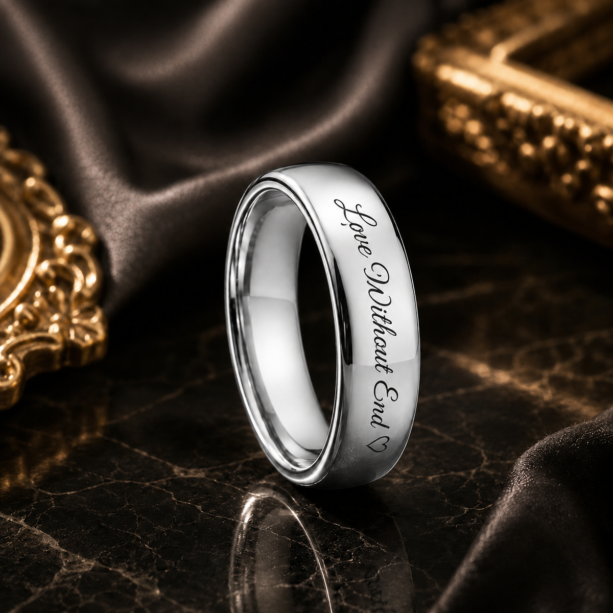 Ring aus Edelstahl mit Gravur – glänzend, 6 mm, KalinumX