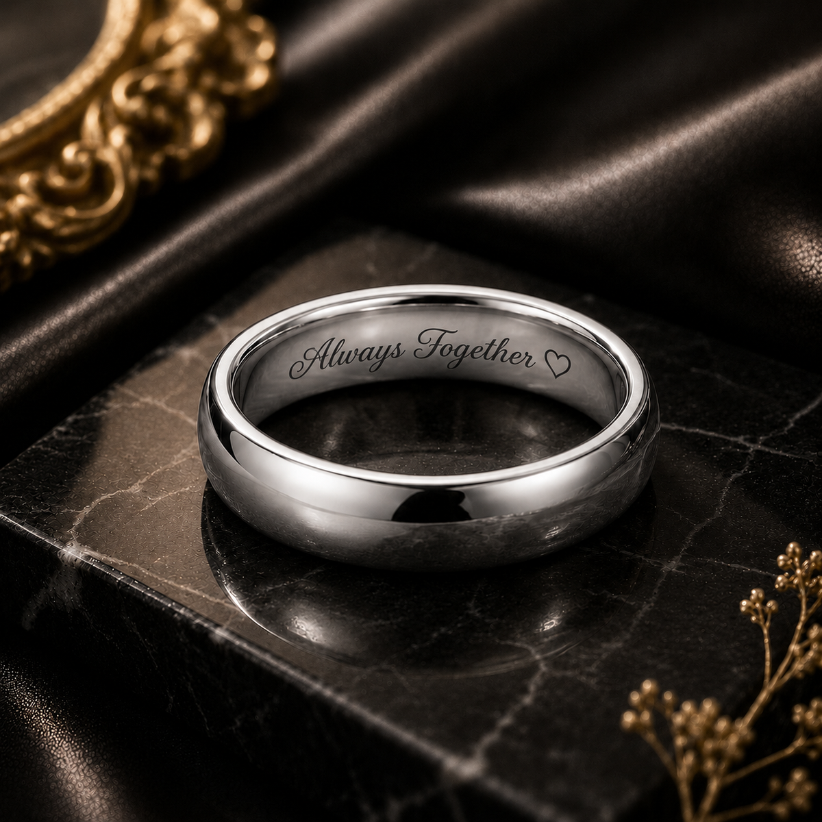 Ring aus Edelstahl mit Gravur – glänzend, 6 mm, KalinumX