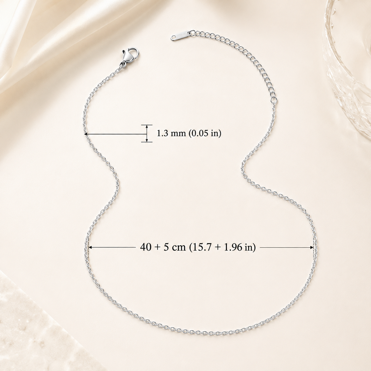 Kette aus Edelstahl – 45 cm – silberfarben