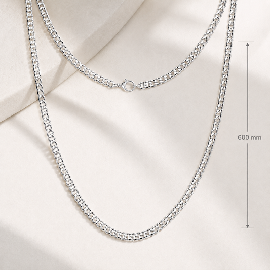 Silver-tone stainless steel chain, 60 cm, Type 6.