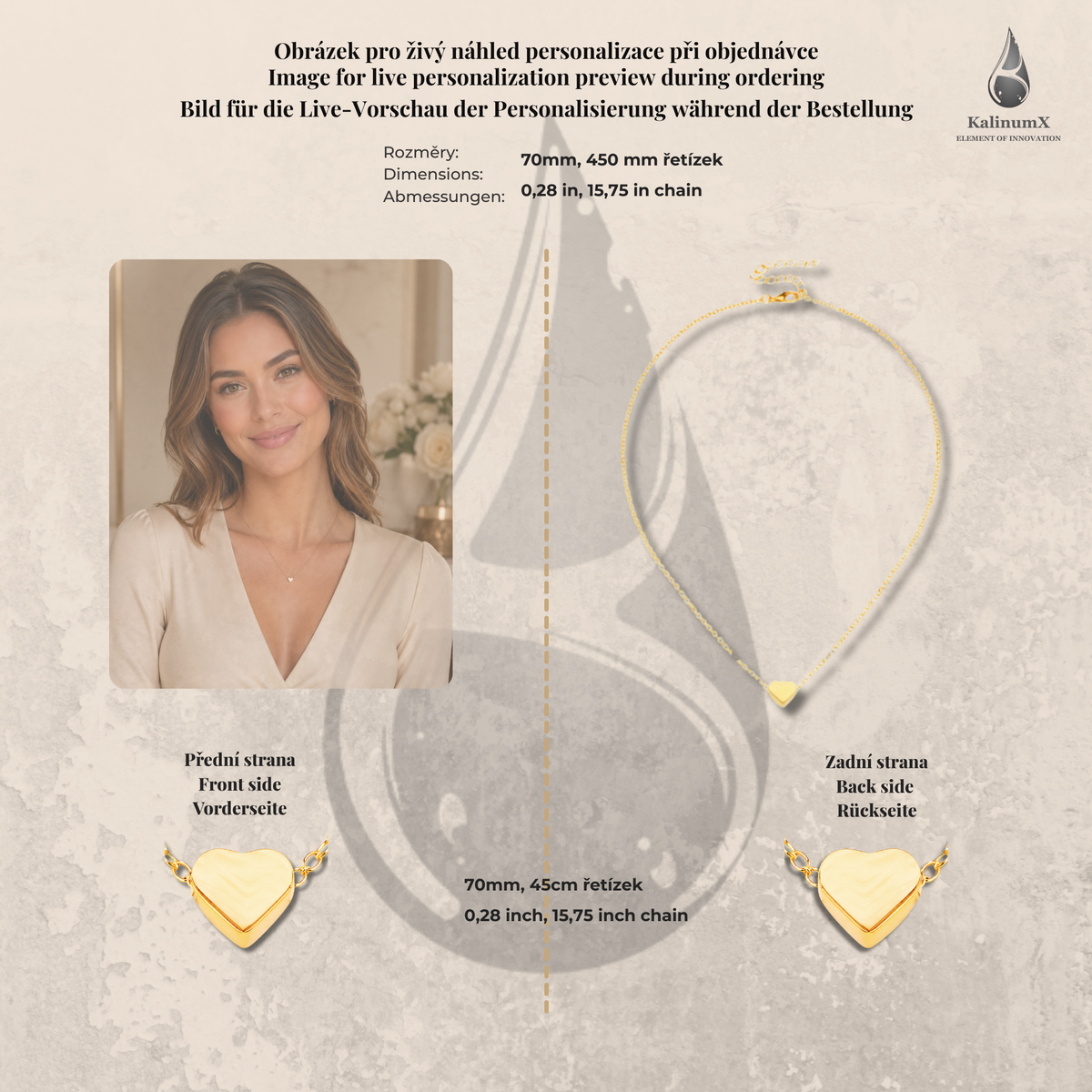Gold-tone chain with mini heart pendant