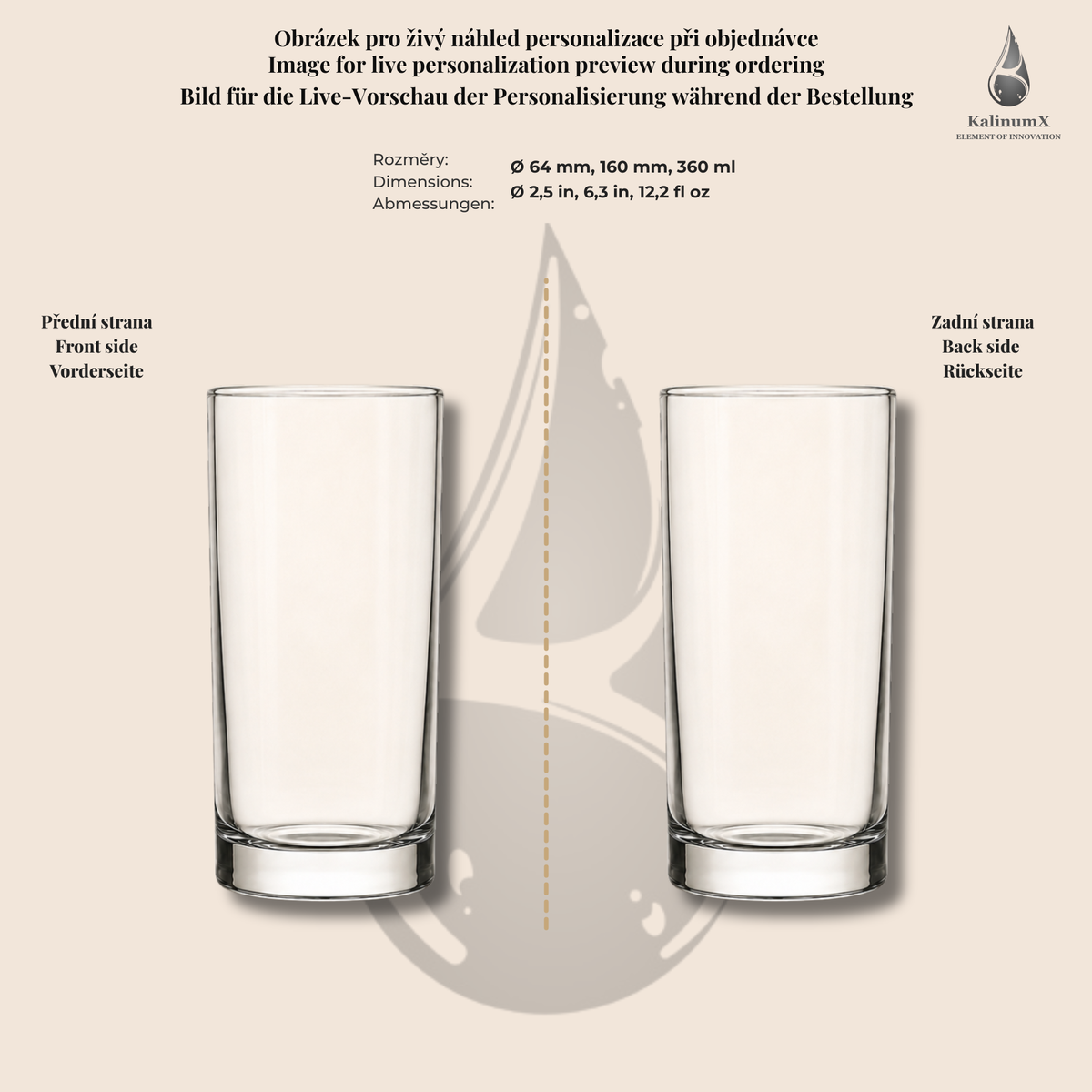Drinking glass – 360 ml – clear glass – with engraving