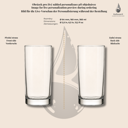 Drinking glass – 360 ml – clear glass – with engraving