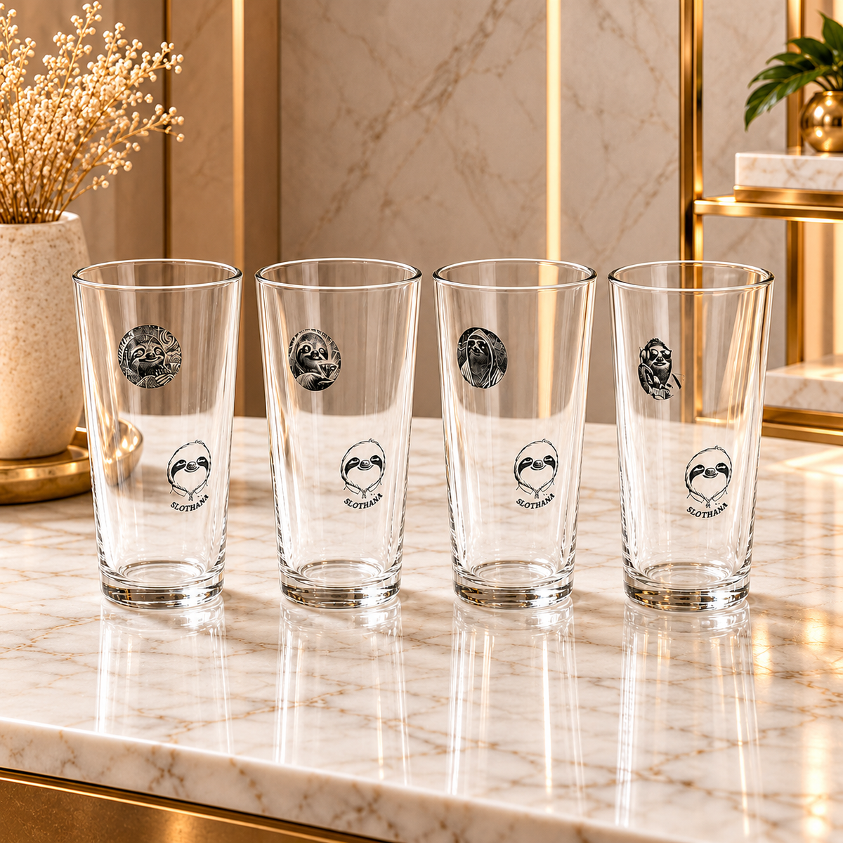 Sklenice Slothana – 415 ml – čiré sklo – hotové gravírování