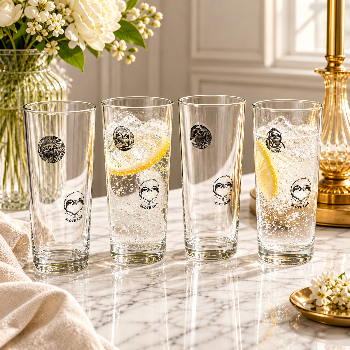 Sklenice Slothana – 415 ml – čiré sklo – hotové gravírování