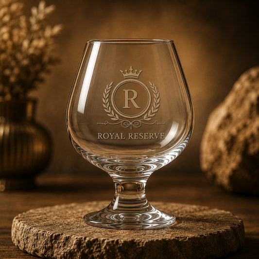 Cognac glass – 390 ml – clear glass – with engraving