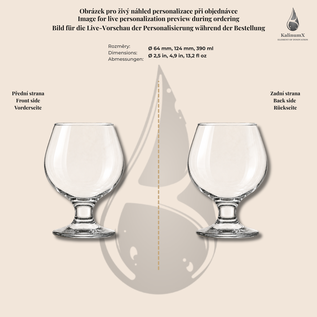 Cognac glass – 390 ml – clear glass – with engraving
