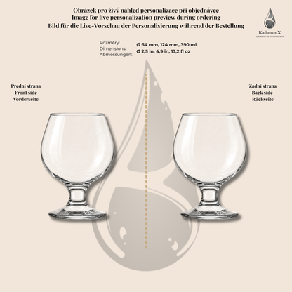 Cognac glass – 390 ml – clear glass – with engraving