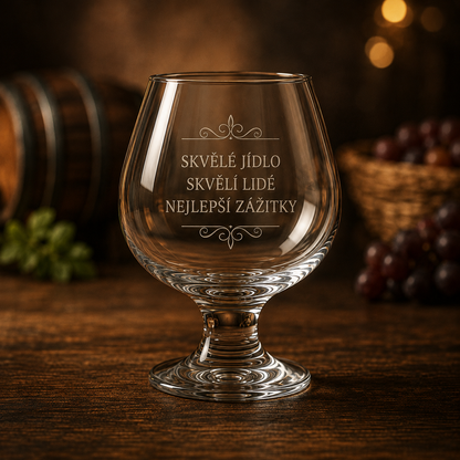 Cognac glass – 390 ml – clear glass – with engraving