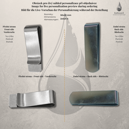 Geldklammer aus Edelstahl – 50 × 20 mm – mit Gravur