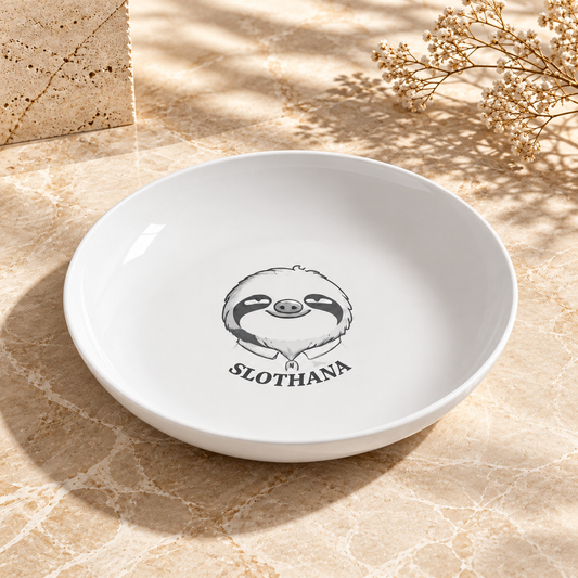 White deep Slothana ceramic plate – 225 × 45 mm – finished SLOTHANA design