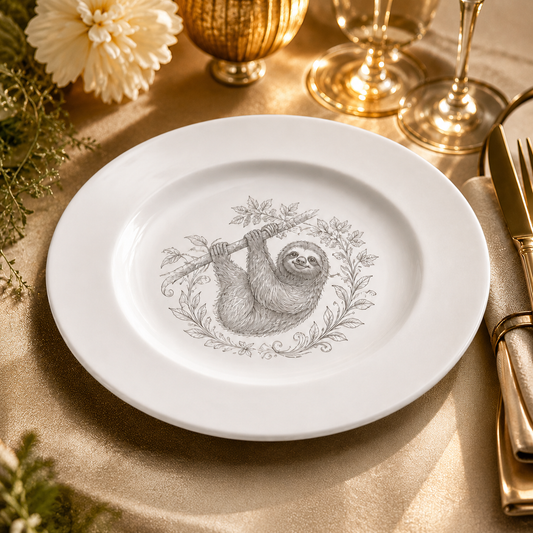 White porcelain plate – Ø 200/210 mm – with engraving